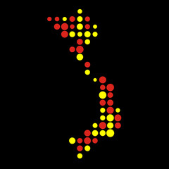 Vietnam Silhouette Pixelated pattern map illustration