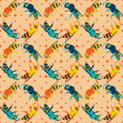 Vector seamless pattern with Africanized bees
