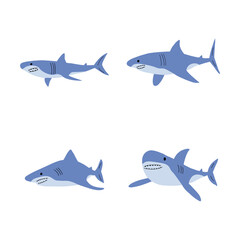 Shark. Sea animal. Marine animal in Scandinavian style.