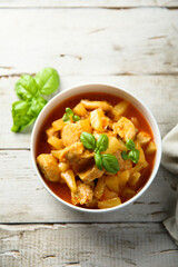 Homemade chicken curry with pineapple