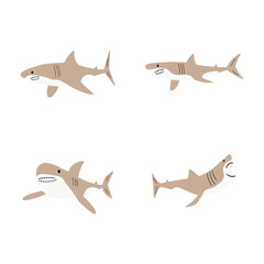 Shark. Sea animal. Marine animal in Scandinavian style.