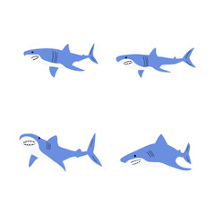 Shark. Sea animal. Marine animal in Scandinavian style.