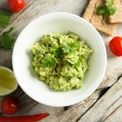 Healthy mashed avocado with lime juice