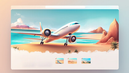 Travel website template. World destination. Generative AI illustration.