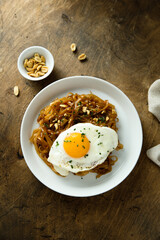 Stir fry noodles with fried egg