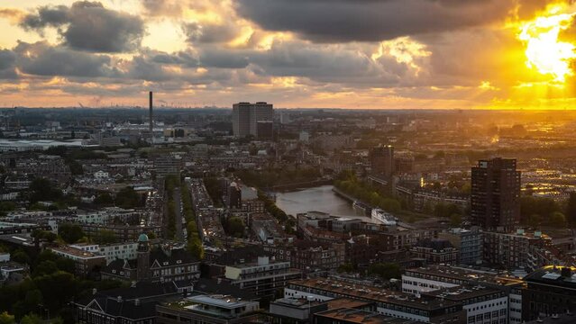 Rotterdam Delfshaven at sunset time lapse