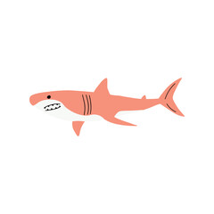 Shark. Sea animal. Marine animal in Scandinavian style.