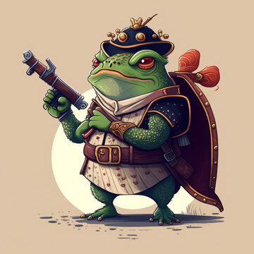 Frog Warrior Art Illustration Generative AI Technology