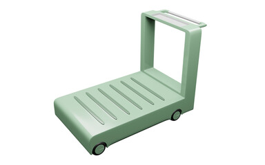 Luggage trolley green on transparent render 3d wallpaper backgrounds