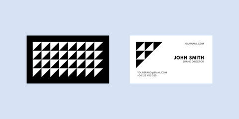 Fototapeta na wymiar black & white tringle pattern business card vector for us size with bleed (3.5″x 2″)