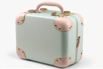 Isolated on white, a pastel suitcase ready for your next adventure. Generative AI
