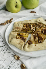 Rustick french apple tarte galette homemade fresh baked close up selcetive focus