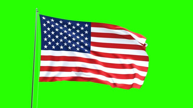 American Flag Waving on green screen
