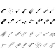 Shooting stars icon vector set. Comet tail or star trail illustration sign collection. © Denys