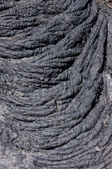 Texturas de los campos de lava en la isla grande de Hawaii.