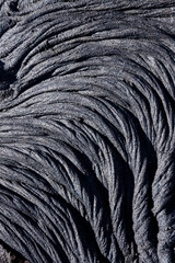 Texturas de los campos de lava en la isla grande de Hawaii.