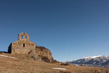 Fototapeta premium church in the mountains, Belloch, Pyrénées Orientales