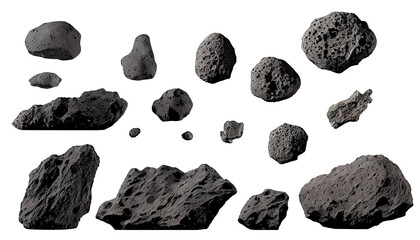 Space Rocks on transparent background png, Generative AI