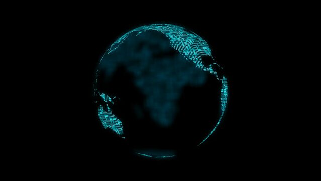 Cryptocurrency mining. Digital Earth. Alpha channel is included. Seamless Looping.   
3D animation. Quick Time, codec: PNG,16-bit color, highest quality. Smooth gradation of color, without banding.