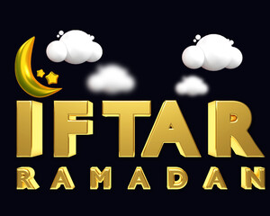 3d text gold IFTAR Ramadan 3d rendering concept