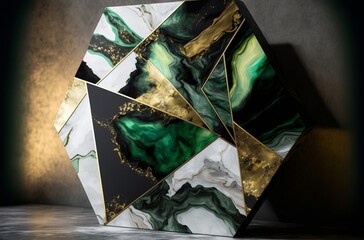 Abstract marble wallpaper gold green and black marble  made with Generative AI