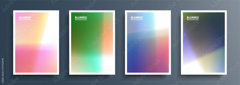 Poster set of abstract backgrounds with dynamic color gradients. colored borders. graphic templates collect