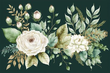 Watercolor floral illustration made with Generative AI