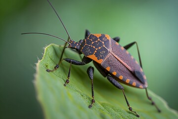 Leaf-footed Bug on a Green Leaf - AI Generated