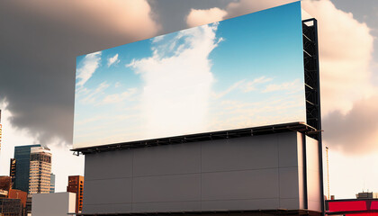 Skyline Billboard: Mockup in a Beautiful Modern City. Generative Ai