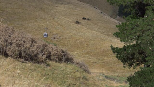 Gondola car appears and disappears on it's downward trip - Heathcote Valley, Christchurch (New Zealand)