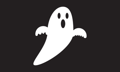 Isolated ghost icon on a Black Background. Ghost icon with cute cartoon spooky, scary,happy and funny faces. Halloween symbol. Vector Design