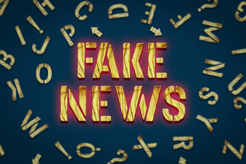 Fake News.Word from wooden letters. On a dark background.Concept false information.