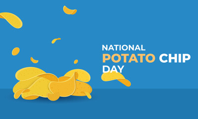 "National Potato Chip Day" Landscape Background Banner Design Theme Poster. Illustration National Potato Chip Day with Potato Chips Fall