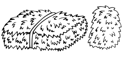 set line drawing cartoon bale of hay © Rina Design