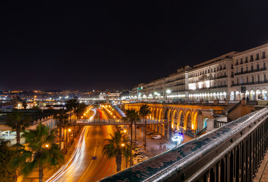 Algiers cityscape at night, Algiers skyline