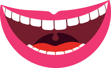 Vector smile, wide open mouth. Design element in flat style.