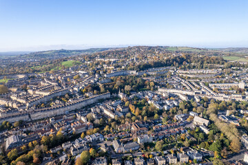 Obraz na płótnie Canvas Amazing beautiful aerial view of the Bath Spa, Famous tourist location of England, Great British
