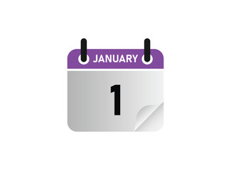 1th January calendar icon. January 1 calendar Date Month. eps 10.