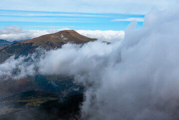 Mountain peak  in the fog (Peak of Taga, Pyrenees Mountains, Spain)