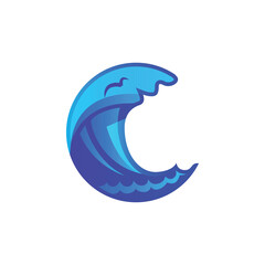 Wave and water splash blue silhouette icon clipart