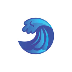 Wave and water splash blue silhouette icon vector