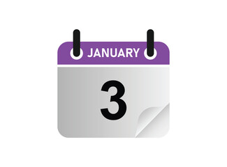 3th January calendar icon. January 3 calendar Date Month. eps 10.