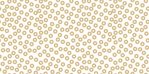 Polka dot vector seamless pattern. Abstract minimal funky texture with small irregular gold outline circles on white background. Modern dots ornament pattern. Elegant repeat design for decor, print