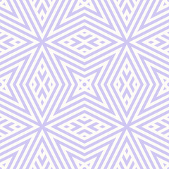 Vector geometric lines seamless pattern. Abstract linear background in retro vintage style. 1970s - 1980s theme design. Trendy lilac color. Graphic texture with stripes, diagonal lines, repeat tiles