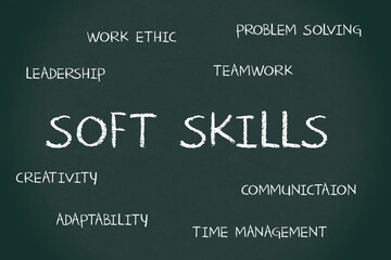 Board with some SOFT SKILLS keywords