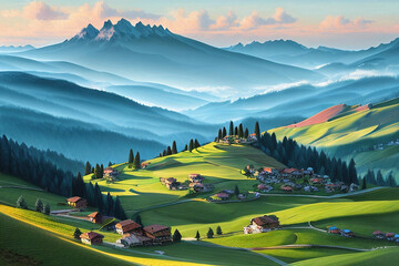 landscape with mountains