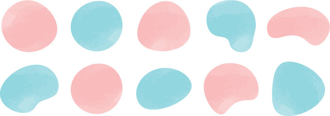 ゆるいフレームセット　抽象的　シェイプ　水彩　水彩風　手書き