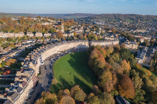 Amazing beautiful aerial view near the Royal Victoria Park, the Bath Spa, Famous tourist location of England, Great British
