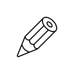 White wooden short pencil. Vector icon.