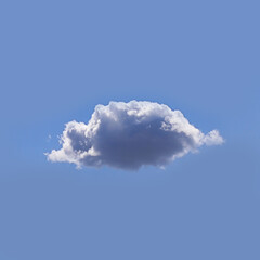 Single white cloud isolated over blue sky background